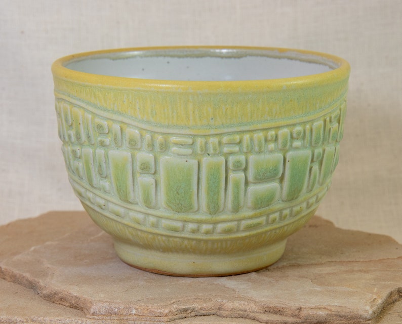 Hand Carved Pottery Bowl Rice Bowl Handmade Ceramic Bowl Carved Pottery Bowl Stoneware Pottery Carved Bowl Uniquely Designed Bowl image 1