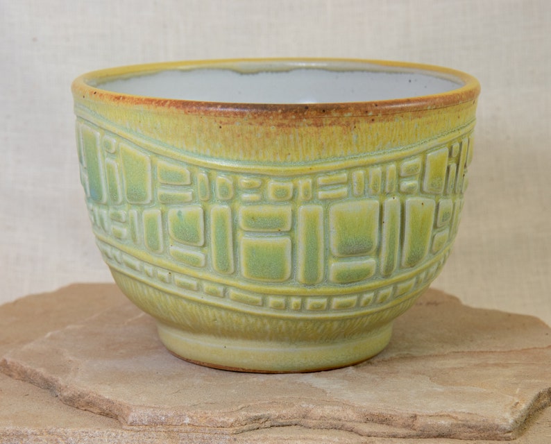 Hand Carved Pottery Bowl Rice Bowl Handmade Ceramic Bowl Carved Pottery Bowl Stoneware Pottery Carved Bowl Uniquely Designed Bowl image 4