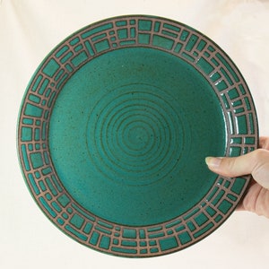 Large Geometric Pottery Platter Stoneware Serving Dish Handmade Ceramic Plate Handmade Bowl Graphic Design Pottery Dish image 1