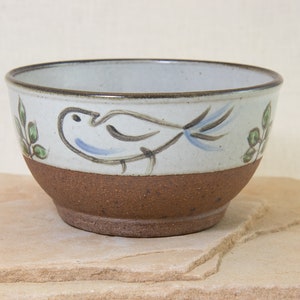 Small Hand Painted Bird Bowl - Hand Crafted and Painted Pottery Bowl - Bird Pottery Bowl - Small Serving Bowl - Earthy Bird Bowl