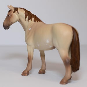 ooak custom schleich horse repaint Hanoverian stallion to a buttermilk dun minimal sabino paint