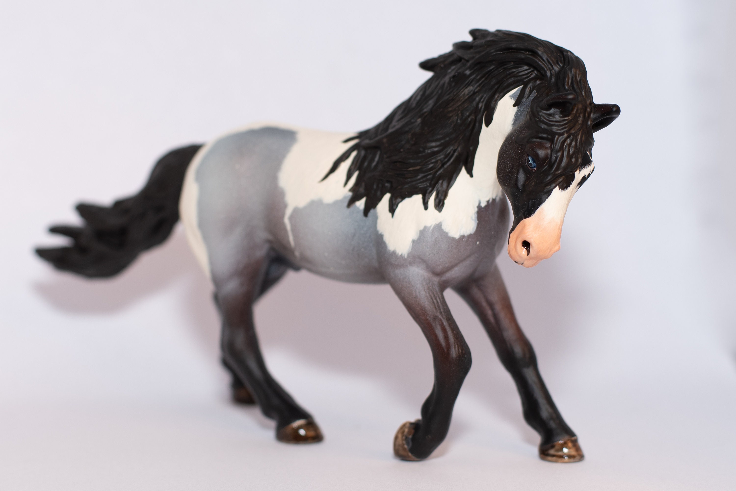 Schleich Horse Repaint Custom CM Blue Roan Stallion Mustang Pinto