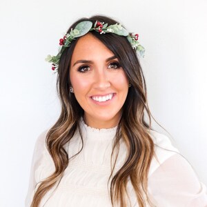 Eucalyptus Flower Crown, Greenery Crown,  Red Berry Crown, Maternity Crown, Wedding, Bridal Crown, Flower Crown, Floral Crown