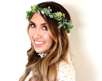 Eucalyptus Flower crown, Wedding, Flower Crown, Bride, Greenery Crown, Floral crown, Bride Greenery Crown,  Bridal crown, Baby Shower, Green