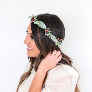 Eucalyptus Flower Crown, Greenery Crown, Red Berry Crown, Maternity Crown, Wedding, Bridal Crown, Flower Crown, Floral Crown image 5