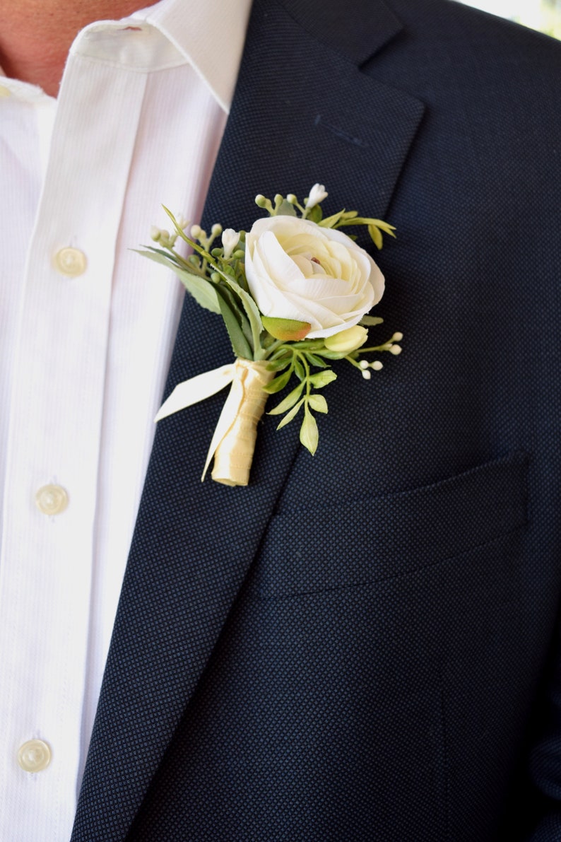 Boutonnieres Ivory Groom Boutonniere Groomsman Prom Etsy