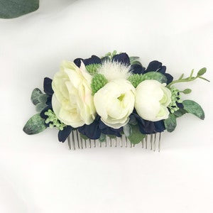 BRIDE&#39;S Flower Comb, Blue Flower Comb, Blue Hair Comb, Wedding, Hair Comb, Greenery Comb, Bridal Hair Accessory, Wedding Comb, Bride