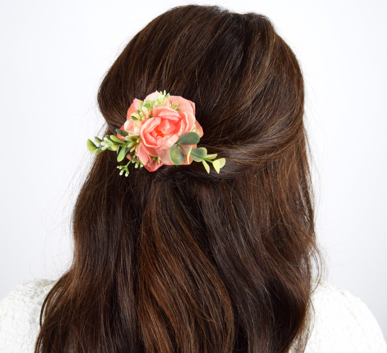 Peach Hair Clip Eucalyptus Hair Clip Bride Hair Clip Etsy