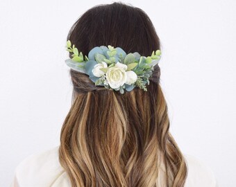 BRIDE'S Flower Comb, Eucalyptus Flower Comb, Blue Eucalyptus, Wedding, Hair Comb, Greenery Comb, Bridal Hair Accessory, Ivory,  Maternity