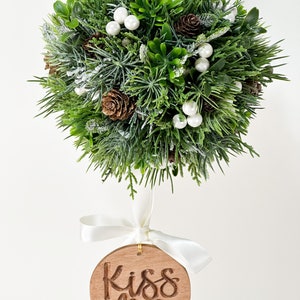 Kissing ball, Mistletoe, wedding, Wall Hanging, wood sign, kiss me, White berry, Door Hanger, Christmas, Christmas Décor, Home Decor