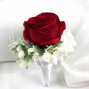 Red Rose Boutonnieres, Groom Boutonniere, Groomsman, Prom, Wedding, Best Man, Rose Boutonniere, Daddy Daughter Dance, Father of the Bride