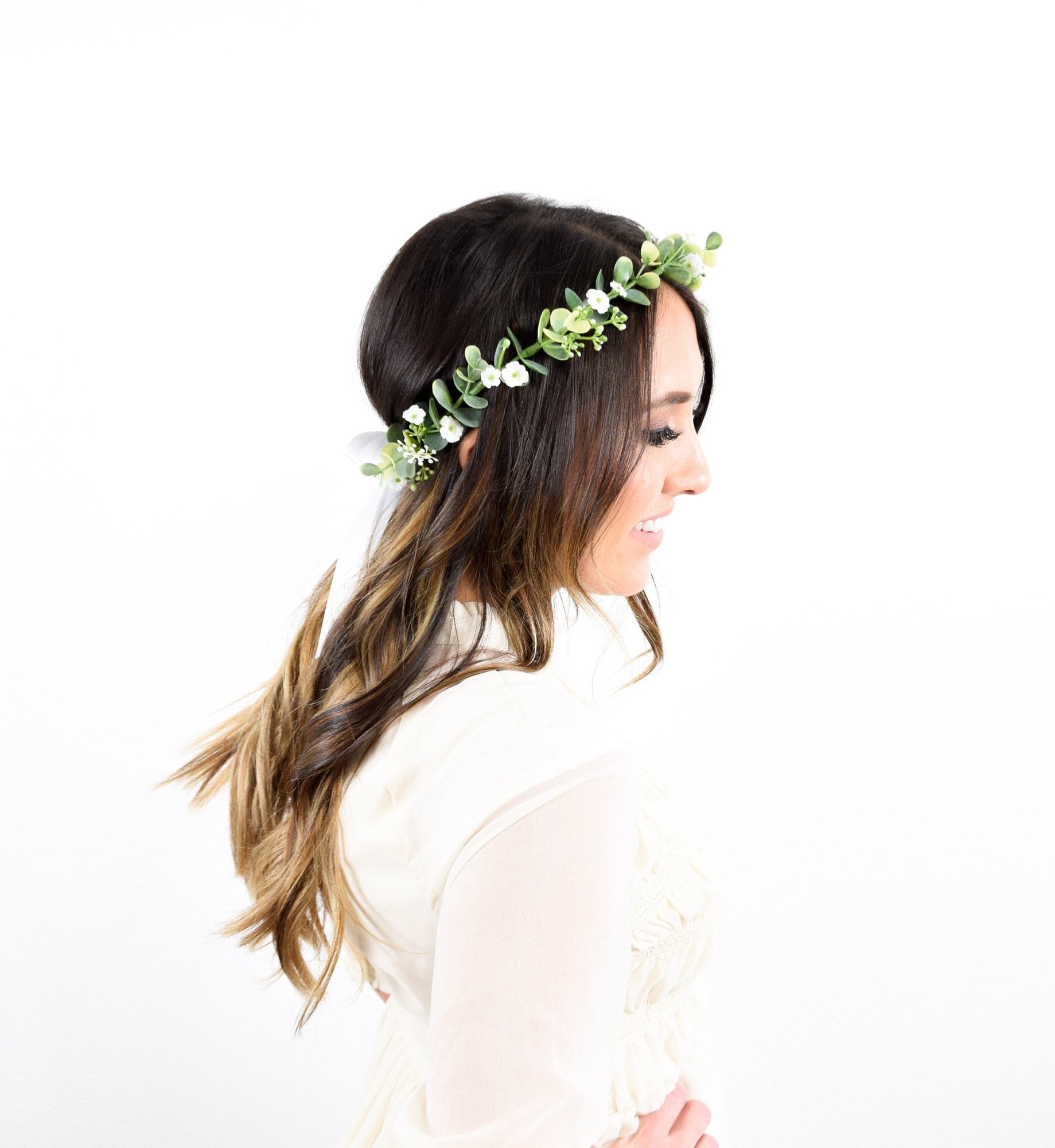 GREENERY FLOWER CROWN eucalyptus Baby's Breath Floral Etsy