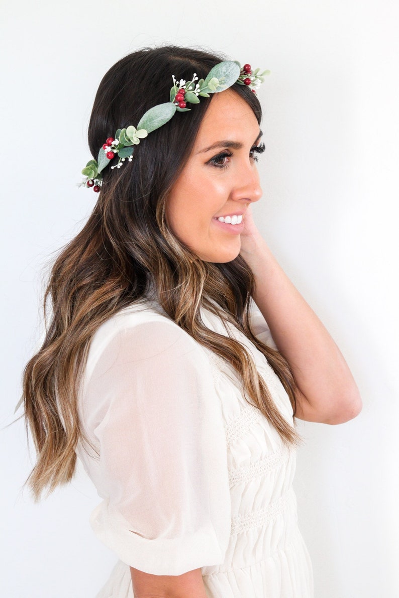 Eucalyptus Flower Crown, Greenery Crown, Red Berry Crown, Maternity Crown, Wedding, Bridal Crown, Flower Crown, Floral Crown image 4