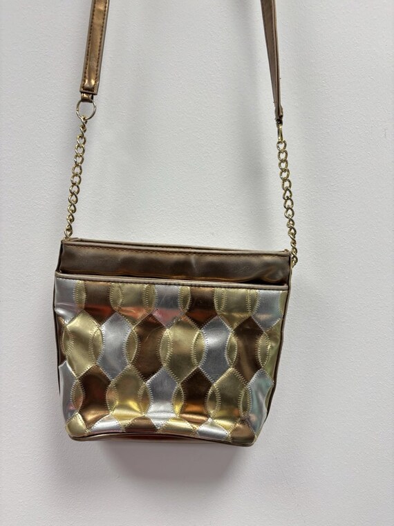 Vintage Suzy Smith Metallic Patchwork Crossbody B… - image 2