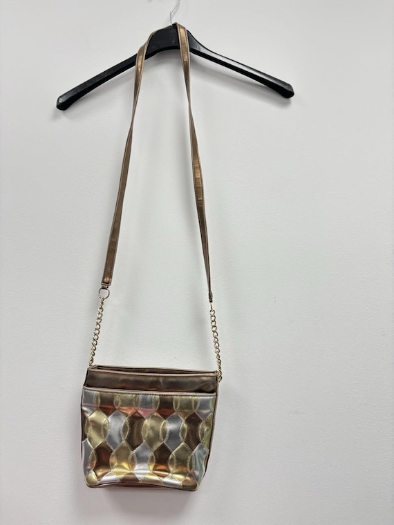 Vintage Suzy Smith Metallic Patchwork Crossbody B… - image 1