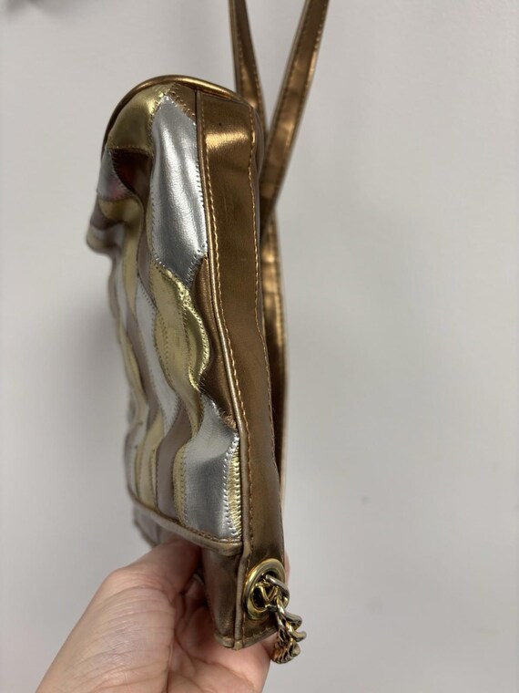 Vintage Suzy Smith Metallic Patchwork Crossbody B… - image 6