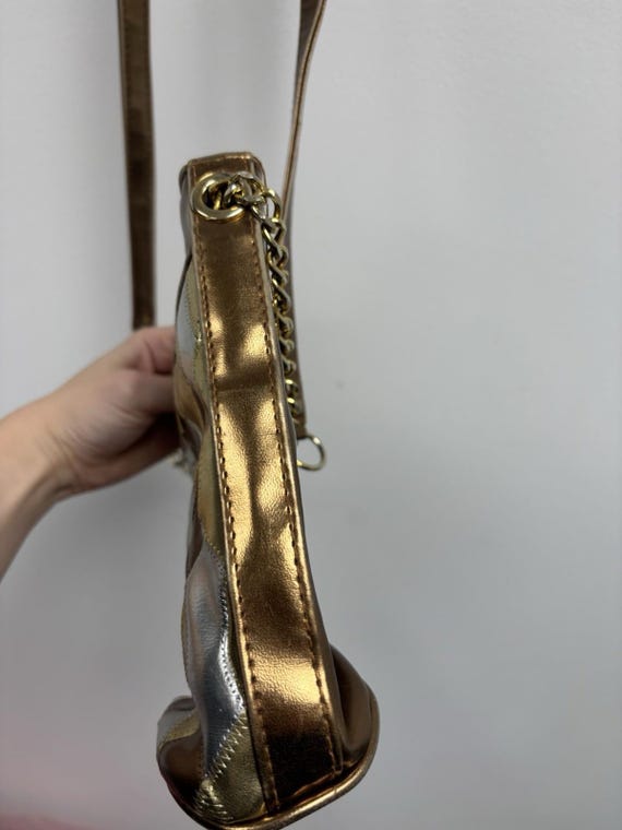 Vintage Suzy Smith Metallic Patchwork Crossbody B… - image 5