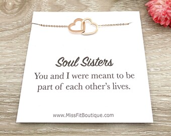Soul Sister Gift, Crossed Hearts Necklace, Sisterhood Necklace, Gift for Bonus Sister, Double Heart Necklace, Unbiological Sisters Gift