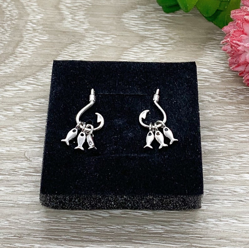 Dainty Jewelry Holiday Jewelry Fishing Jewelry Gift for Best Friend Fish Hook Stud Earrings Sterling Silver Earrings Gift for Mother