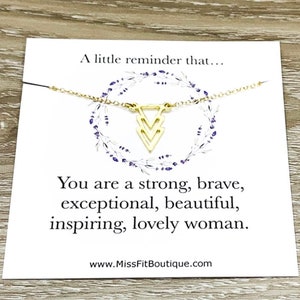 Simple Reminder Gift, Arrow Necklace, Uplifting Gift for Friend, Inspirational Card, You Are Strong, Brave, Affirmation Gift, Dainty Jewelry image 3