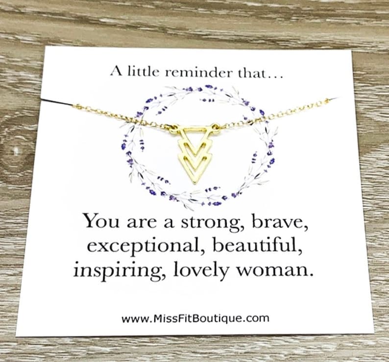 Simple Reminder Gift, Arrow Necklace, Uplifting Gift for Friend, Inspirational Card, You Are Strong, Brave, Affirmation Gift, Dainty Jewelry image 3