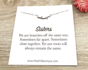 Dainty Branch Necklace, Sisters Jewelry, Branches Off the Same Tree Quote, Gift for Sister, Minimalist Jewelry, Nature Necklace