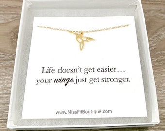 Life Quote, Strength Gift, Tiny Hummingbird Necklace, Inspirational Jewelry, Bird Lover Gift, Gift for Granddaughter, Christmas Gift for Her
