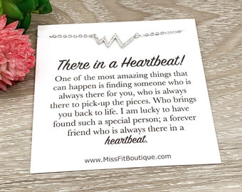 Heartbeat CZ Necklace, Special Person Quote, Meaningful Necklace with Card, Sentimental Gift for Her, Uplifting Jewelry, Simple Reminder
