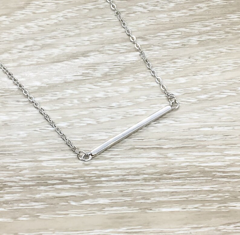 Balance Bar Necklace Dainty Sterling Silver Jewelry Layering Etsy