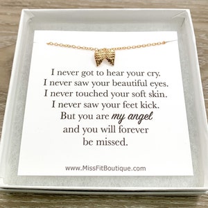 Miscarriage Necklace, Mommy to an Angel Gift, Infant Loss, Stillborn Memorial, Angel Wings Necklace, IVF Mother Gift, Baby Loss Jewelry