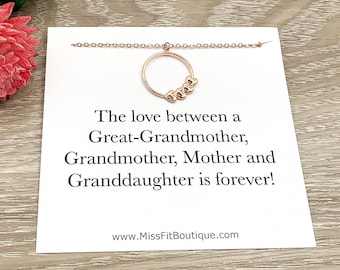 Four Hearts Necklace, Four Generations Gift, Great Grandmother Gift, Minimalist Necklace, Mother Necklace, Gift for Grandma, Meaningful Gift