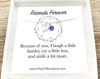 Friends Forever Quote, Infinity Heart Pendant Necklace, Friendship Necklace, Dainty Jewelry, Personalized Friend Gift, Birthday Jewelry