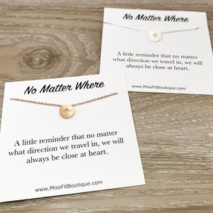 No Matter Where, Compass Necklace Set for 2, Gift from Best Friend, Matching Friendship Necklaces, Going Away Gift, Long Distance Friends image 5