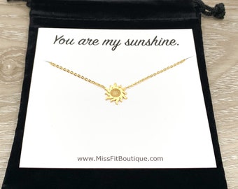 You Are My Sunshine Gift, Dainty Sun Necklace, Sunshine Jewelry, Friendship Necklace, Starburst Pendant, Gift for Girlfriend, Birthday Gift