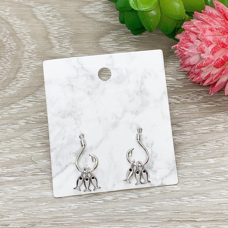 Dainty Jewelry Holiday Jewelry Fishing Jewelry Gift for Best Friend Fish Hook Stud Earrings Sterling Silver Earrings Gift for Mother