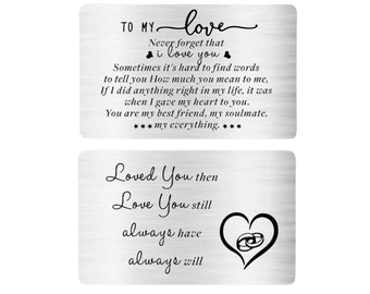 Never Forget That I Love You, Double-Sided Wallet Card, Romantic Husband Gift, Stainless Steel, Gift from Wife, Sentimental Boyfriend Gift