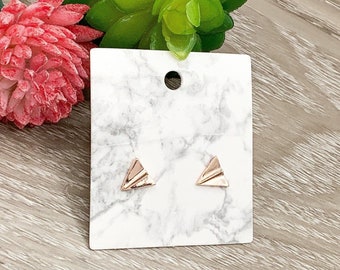 Tiny Paper Airplane Earrings, Plane Stud Earrings Rose Gold, Christmas Gift, Gift for Traveler, Travel Gift, Cute Flight Attendant Gift