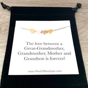 Four Generations Necklace, Great-Grandmother Gift, Minimalist Necklace, Gift from Great-Granddaughter, Mother Necklace, Gift for Grandma