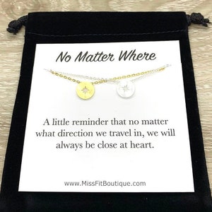 No Matter Where, Compass Necklace Set for 2, Gift from Best Friend, Matching Friendship Necklaces, Going Away Gift, Long Distance Friends image 1