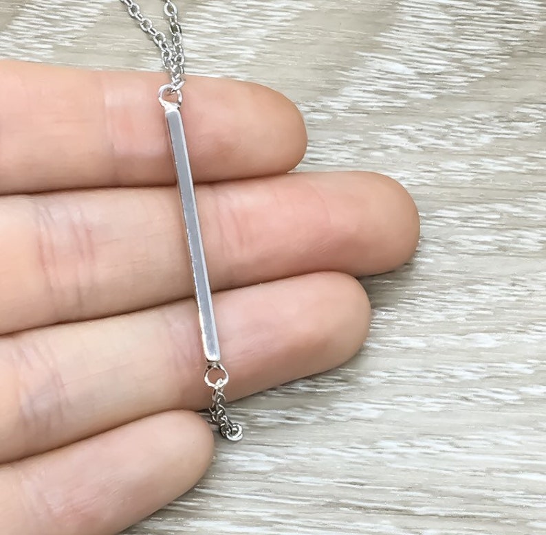Balance Bar Necklace Dainty Sterling Silver Jewelry Layering Etsy