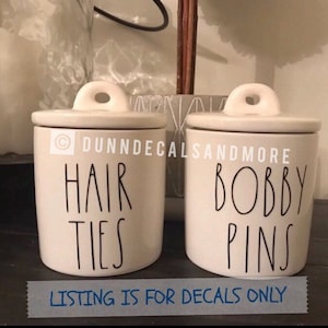 Rae Dunn Inspired hair ties and bobby pins Decal Set - DECALS ONLY