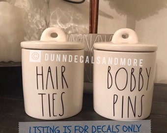 Rae Dunn Inspired hair ties and bobby pins Decal Set - DECALS ONLY