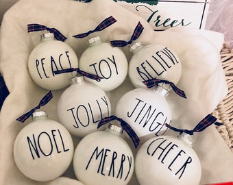 Rae Dunn Inspired Christmas Vinyl Ornament Decals - Decals Only - Set of 8 - Rae Dunn Christmas