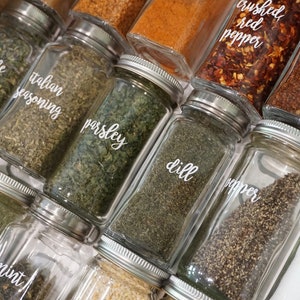 Custom Spice and Seasoning Jar Labels - Farmhouse Decor - Pantry Organization - Customizable - Decals Only - Set of 6