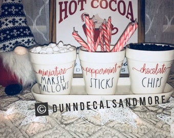 Rae Dunn Inspired Hot Cocoa Toppings Station Decals - Christmas - Cocoa Bar - Decals Only