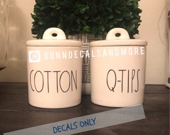 Rae Dunn Inspired cotton and q-tips Decal Set - DECALS ONLY