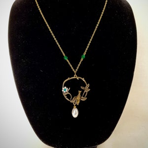 Victorian style necklace set, Antique pendant chain set, Dainty necklace set, Bird pendant necklace set, Vintage style necklace