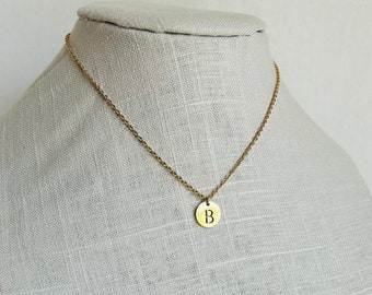 Initial necklace, Dainty Chain necklace, Stainless Steel necklace, Layering necklace, Initial pendant necklace, Golden and Silver tone