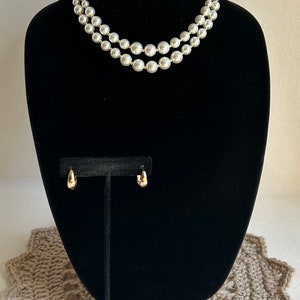 2 Strand Graduated Pearl Necklace, 14k Gold Plated Pearl Necklace ...