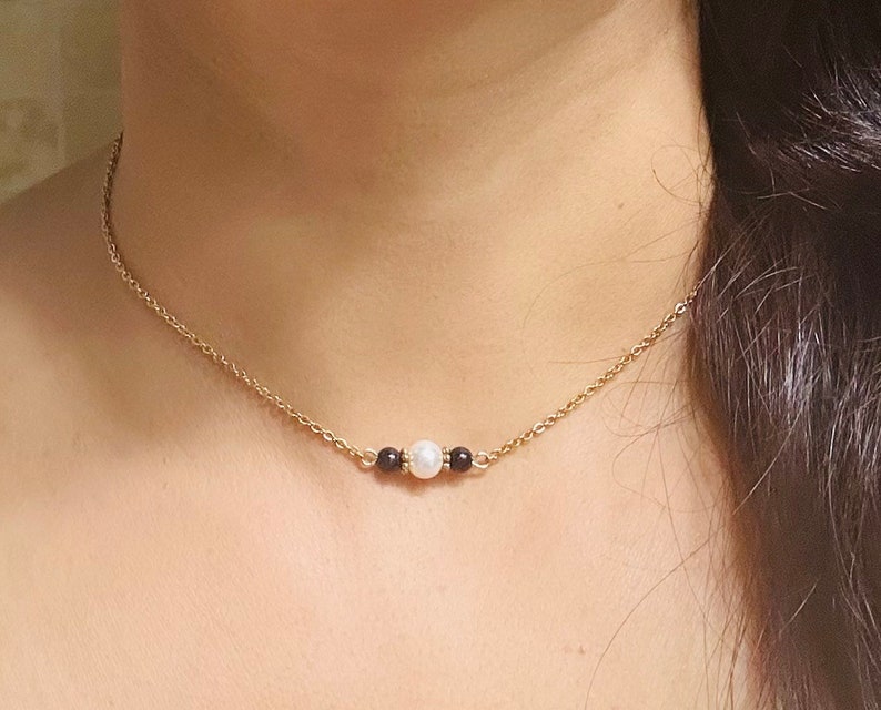Minimalist pearl necklace, Dainty Pearl Mangalsutra, Dainty pearl choker, Minimalist mangalsutra, Modern Mangalsutra, Mangalsutra image 8